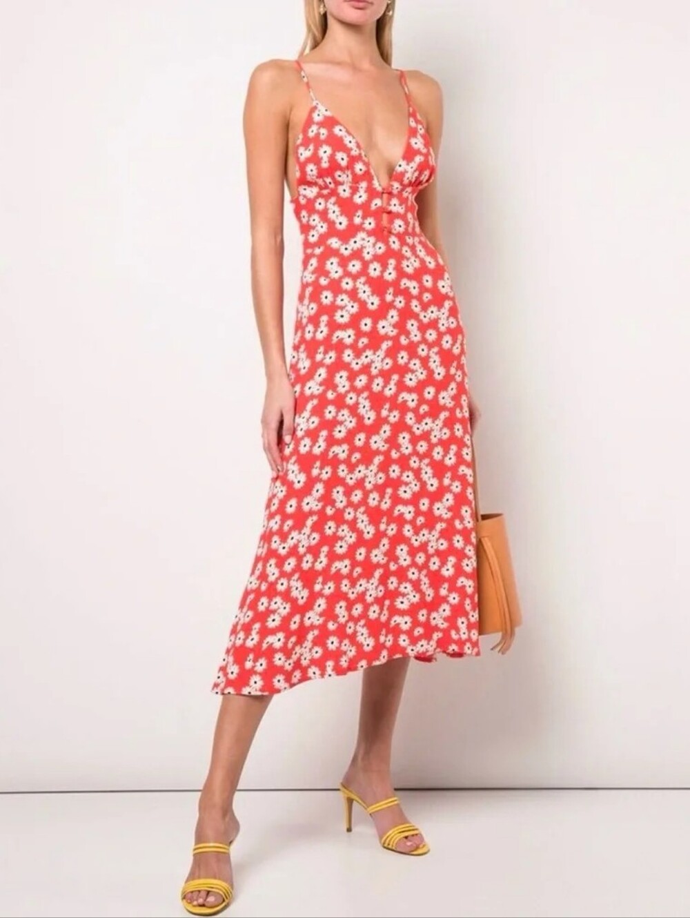 Reformation Montague Dress in Esenada Floral Midi Length Red/Black/White Size 2